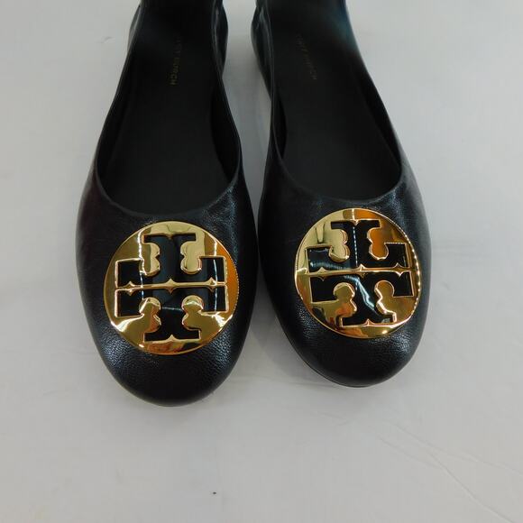 Tory Burch Women's Claise Ballet Goat Leather Black/Gold Shoes Size 7.5 New - Picture 4 of 10